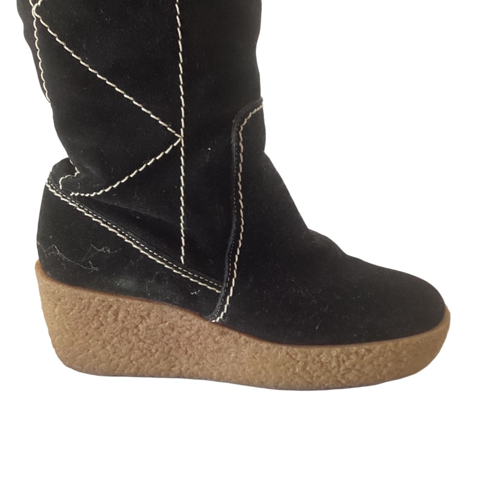 EUC Michael Kors Black Suede Rubber Wedge Knee Boots